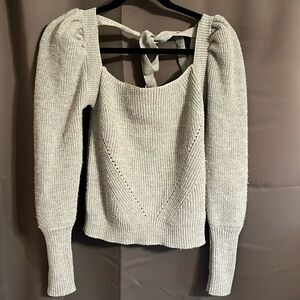 Tie Back Gray Sweater